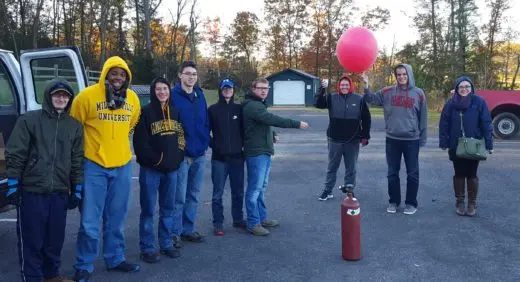 Teacher with his students releasing Windsond